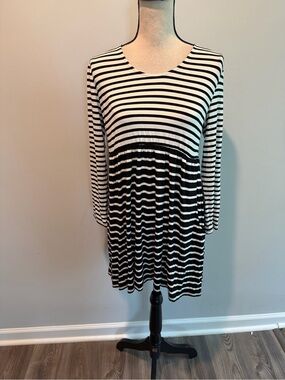 Soma Empire Waist Mini Stripe Tunic Dress Women’s size Large Long Sleeve Casual